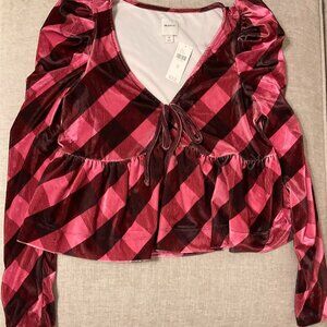 ANTHROPOLOGY by Maeve Velvet Babydoll top. Size M. Color: Pink.